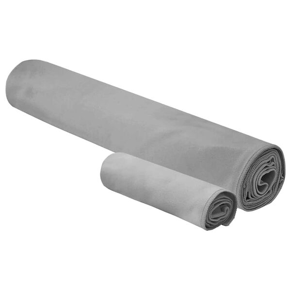 vidaXL Set de serviettes de sport 2 pcs Gris fonc&eacute; tissu