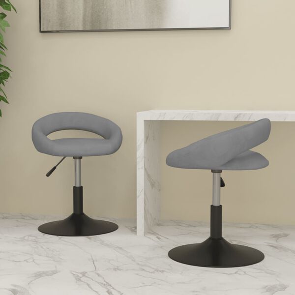 vidaXL Chaises pivotantes &agrave; manger lot de 2 Gris clair Velours