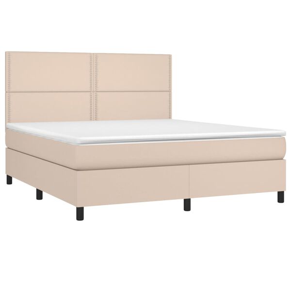 vidaXL Sommier &agrave; lattes de lit avec matelas Cappuccino 180x200 cm