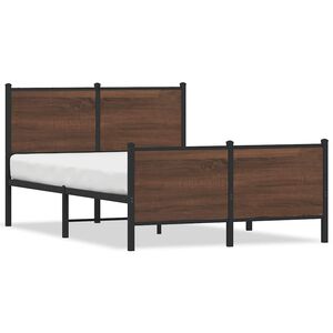 vidaXL Cadre de lit en m&eacute;tal sans matelas ch&ecirc;ne marron 120x200 cm