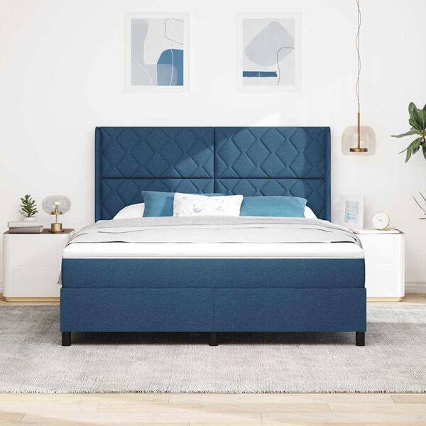 vidaXL Lit &agrave; ressorts avec matelas Bleu 180 x 200 cm tissu