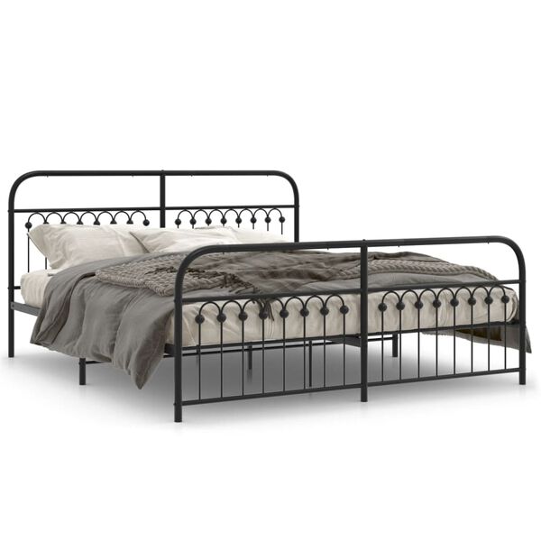 vidaXL Cadre de lit m&eacute;tal sans matelas avec pied de lit noir 183x213cm