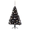 vidaXL Sapin de No&euml;l artificiel pr&eacute;-&eacute;clair&eacute; Noir 120 cm PVC