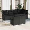 vidaXL Ensemble de canap&eacute; de jardin avec coussin 7 pcs Noir Poly rotin