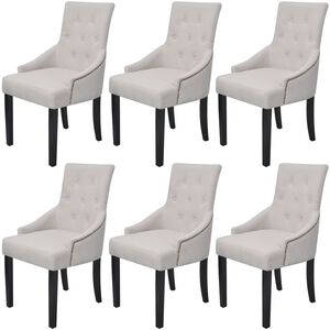 vidaXL Chaises &agrave; manger lot de 6 gris cr&egrave;me tissu