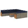 vidaXL Ensemble de canap&eacute; de jardin 12 pcs avec coussins gris r&eacute;sine tress&eacute;e