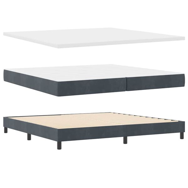 vidaXL Lit &agrave; ressorts avec matelas Gris fonc&eacute; 200 x 200 cm Velours
