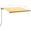 vidaXL Auvent automatique capteur de vent et LED 3x2,5m Jaune et blanc