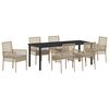 vidaXL Ensemble de salle &agrave; manger pour jardin 7 pc Beige polyrotin