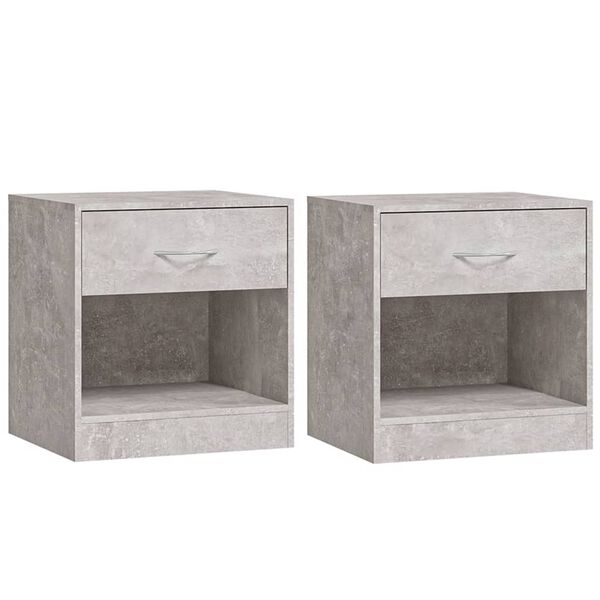 vidaXL Tables de chevet 2 pcs avec tiroir Gris b&eacute;ton