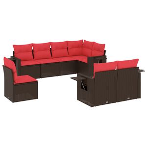 vidaXL Ensemble de canap&eacute; de jardin 8 pcs avec coussins marron