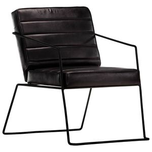 vidaXL Fauteuil Noir Cuir v&eacute;ritable