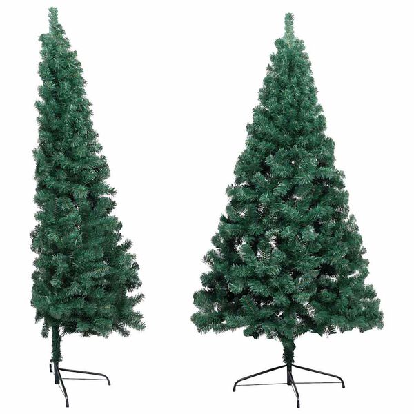 vidaXL Demi-arbre de No&euml;l artificiel pr&eacute;-&eacute;clair&eacute; et boules vert 180 cm