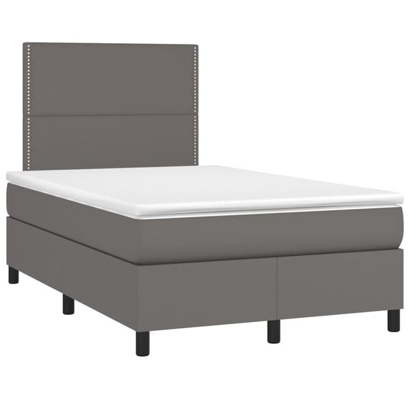 vidaXL Sommier &agrave; lattes de lit matelas LED gris 120x190 cm similicuir