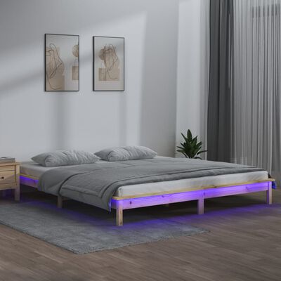 vidaXL Cadre de lit à LED 120x200 cm bois massif
