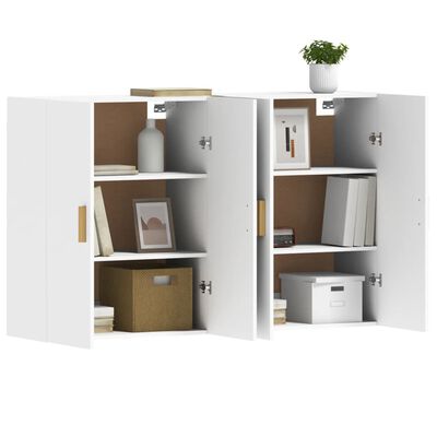 vidaXL Armoires murales 2 pcs blanc bois d'ingénierie