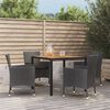 vidaXL Ensemble &agrave; manger de jardin coussins 5pcs Noir R&eacute;sine tress&eacute;e