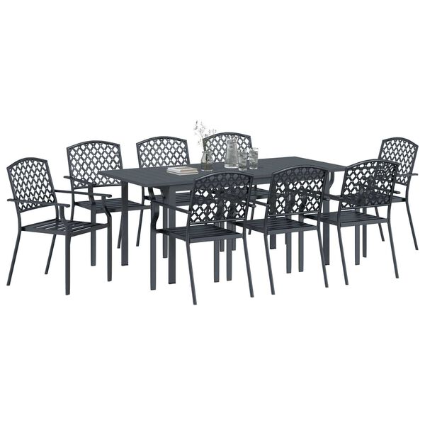 vidaXL Ensemble de salle &agrave; manger pour jardin 9 pcs Anthracite