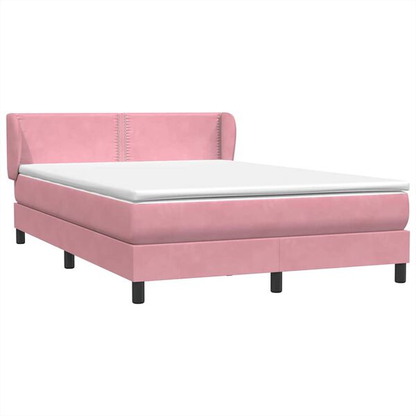 vidaXL Sommier à lattes de lit avec matelas rose 140x210 cm velours