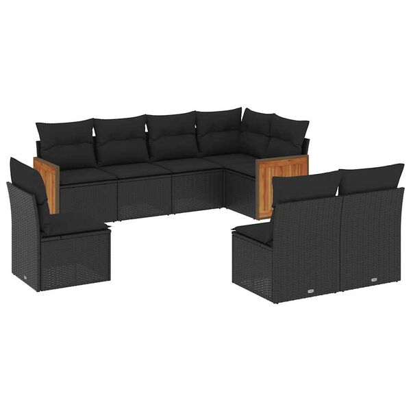 vidaXL Salon de jardin 8 pcs avec coussins noir r&eacute;sine tress&eacute;e
