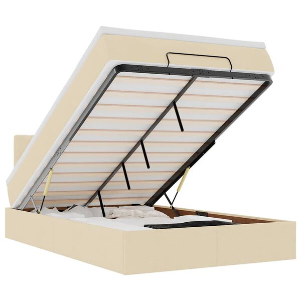 vidaXL Cadre de lit ottoman avec matelas crème 120x200cm tissu