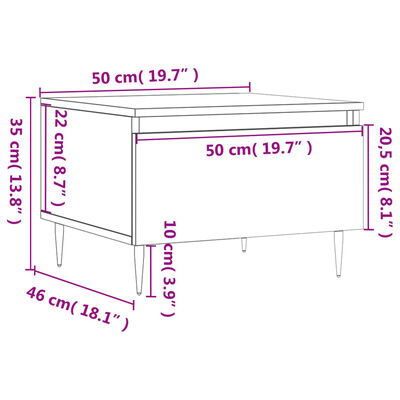 vidaXL Table basse chêne fumé 50x46x35 cm bois d'ingénierie