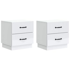 vidaXL Cabinet de chevet 2 pc Blanc 43 x 34,5 x 44,5 cm
