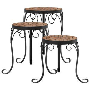 vidaXL Supports de plantes 3 pcs terre cuite c&eacute;ramique