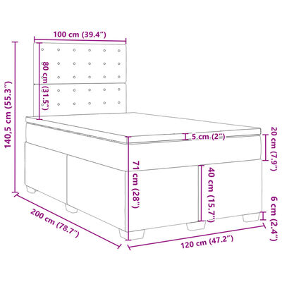 vidaXL Sommier à lattes de lit et matelas Gris clair 120x200cm Velours