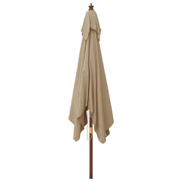 vidaXL Parasol de jardin avec m&acirc;t en bois taupe 300x300x273 cm