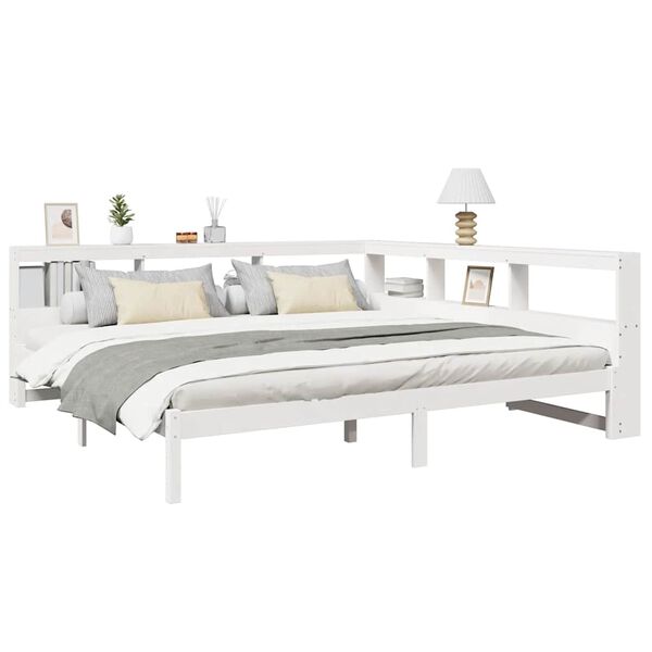 vidaXL Lit biblioth&egrave;que sans matelas blanc 180x200 cm bois pin massif