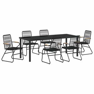 vidaXL Ensemble de salle &agrave; manger pour jardin 7 pc Noir
