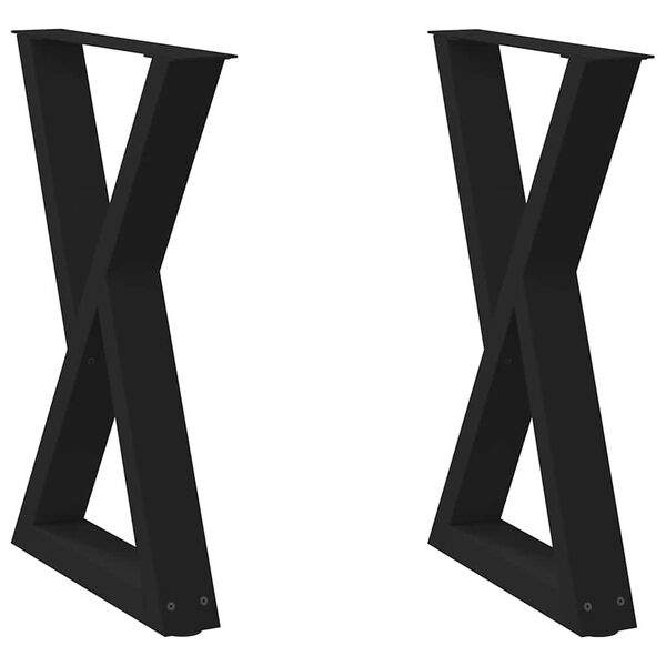 vidaXL Pieds de table &agrave; manger 2 pi&egrave;ces Noir 60 x (72-73,3) cm Acier