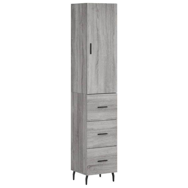 vidaXL Buffet haut Sonoma gris 34,5x34x180 cm Bois d'ing&eacute;nierie