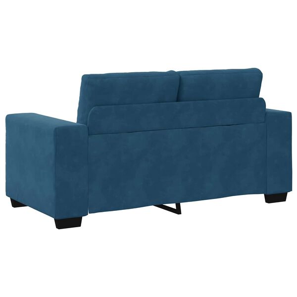vidaXL | Canap&eacute; Loveseat | avec coussin Bleu Velours