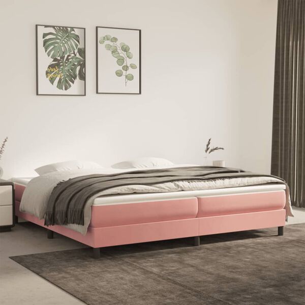 vidaXL Cadre de lit rose 200x200 cm velours