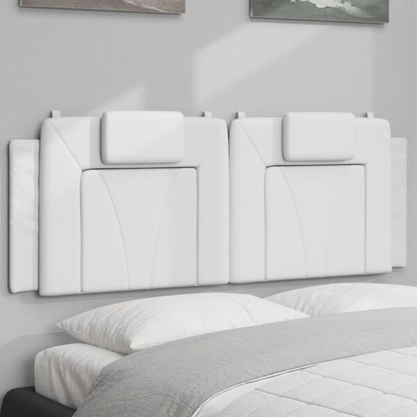 vidaXL Coussin de t&ecirc;te de lit Viana blanc 140 cm similicuir