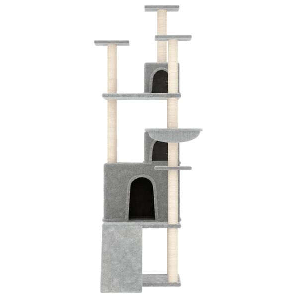 vidaXL Arbre &agrave; chat avec griffoirs en sisal Gris clair 175 cm