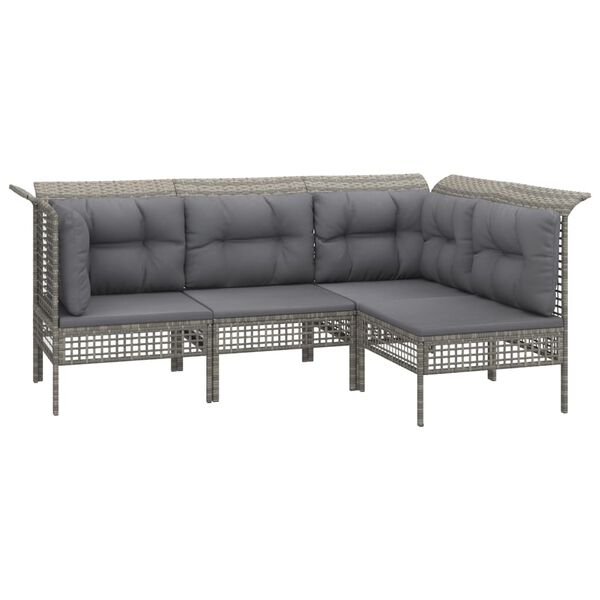 vidaXL Salon de jardin 7 pcs avec coussins Gris R&eacute;sine tress&eacute;e