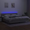 vidaXL Sommier &agrave; lattes de lit matelas LED Gris clair 200x200 cm Tissu