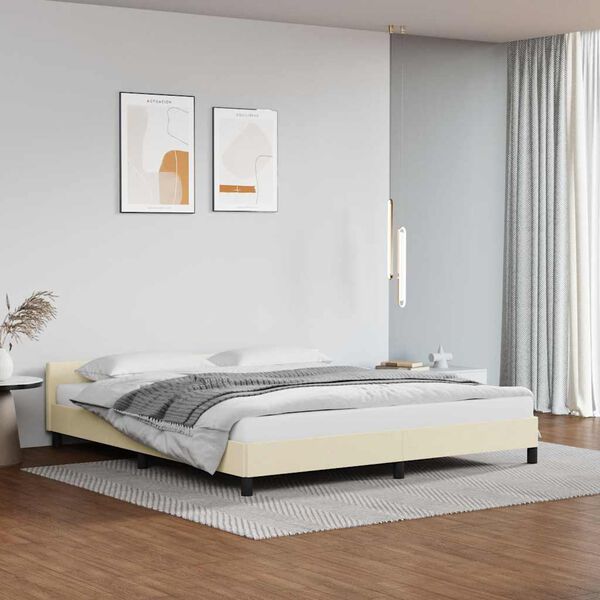 vidaXL Cadre de lit avec t&ecirc;te de lit sans matelas cr&egrave;me 160x200 cm