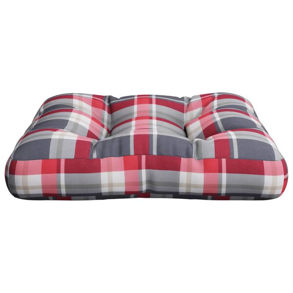 vidaXL Coussin de palette carreaux rouges 58x58x10 cm tissu
