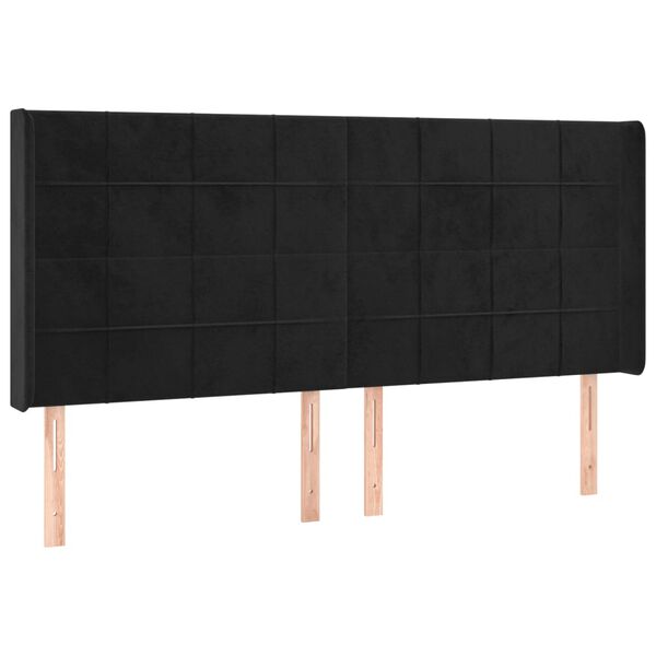 vidaXL T&ecirc;te de lit &agrave; LED Noir 203x16x118/128 cm Velours