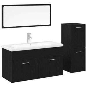 vidaXL Ensemble de mobilier de salle de bain 4 pcs Ch&ecirc;ne noir