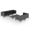 vidaXL Salon de jardin 6 pcs avec coussins R&eacute;sine tress&eacute;e Gris fonc&eacute;