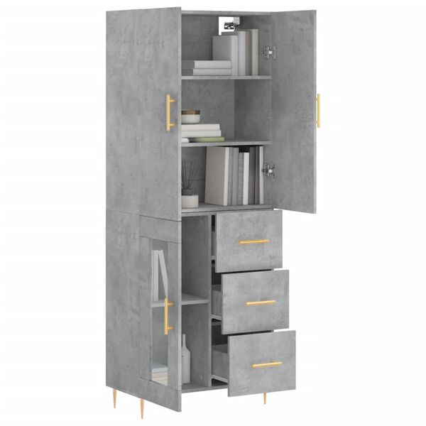 vidaXL Buffet haut Gris b&eacute;ton 69,5x34x180 cm Bois d'ing&eacute;nierie
