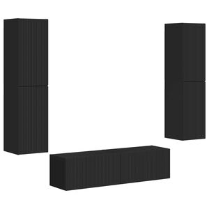 vidaXL Ensemble meuble TV 6 pcs Noir Bois d'ing&eacute;nierie