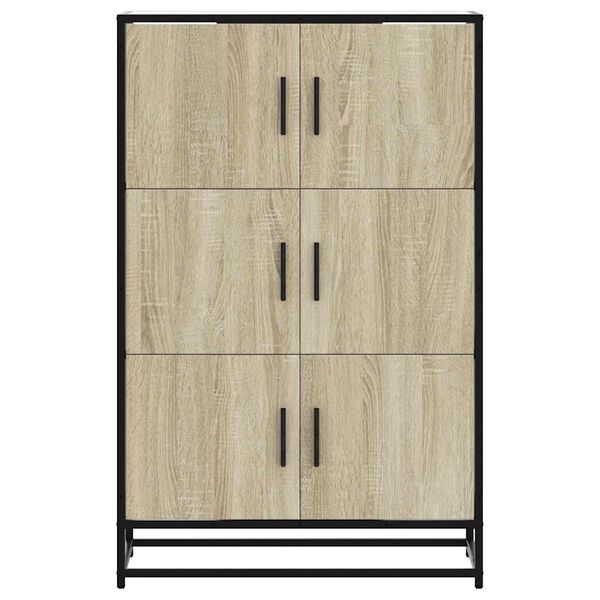 vidaXL Buffet haut ch&ecirc;ne sonoma 68x35x106,5 cm bois ing&eacute;nierie m&eacute;tal
