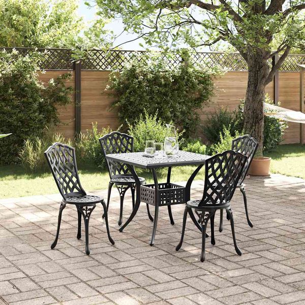 vidaXL Ensemble de tables de jardin 5 pcs Noir Aluminium coul&eacute;