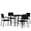 vidaXL Ensemble &agrave; manger de jardin 5 pcs Noir